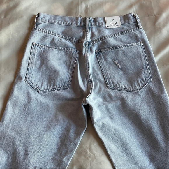 NEW! Agolde- Jamie High Rise Classic Light Wash Skeptic Distressed Jeans Size 27 - Picture 7 of 9